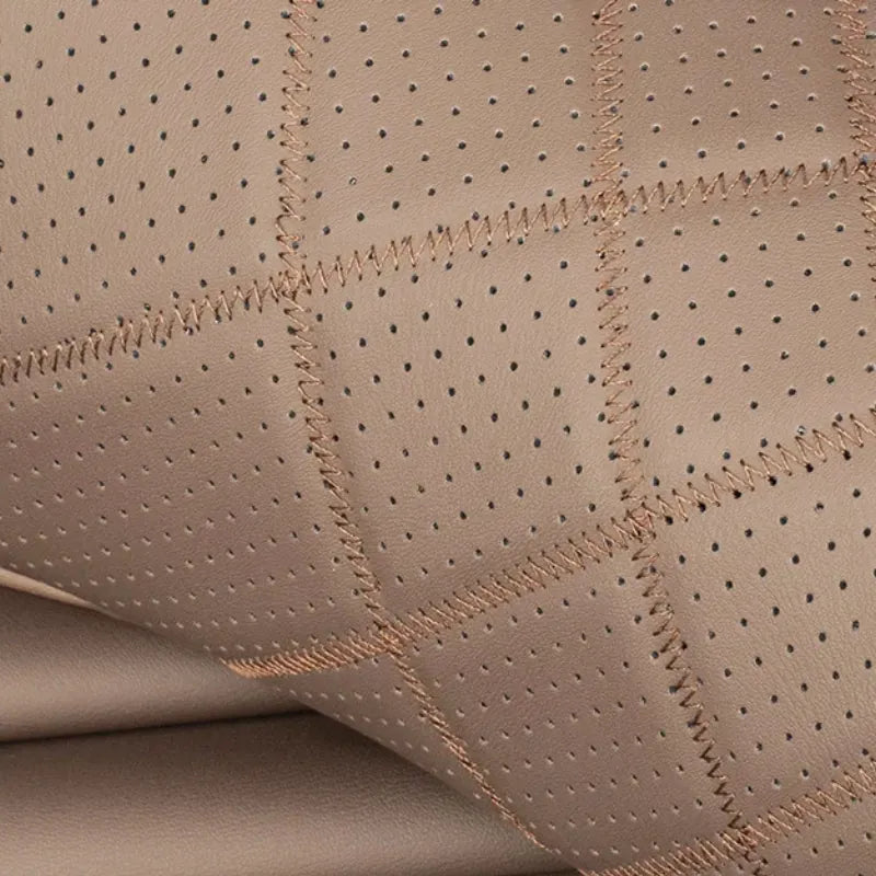 coussin ergonomique voiture cervical et lombaire – set duo – marron zoom texture cuir micro-perforé