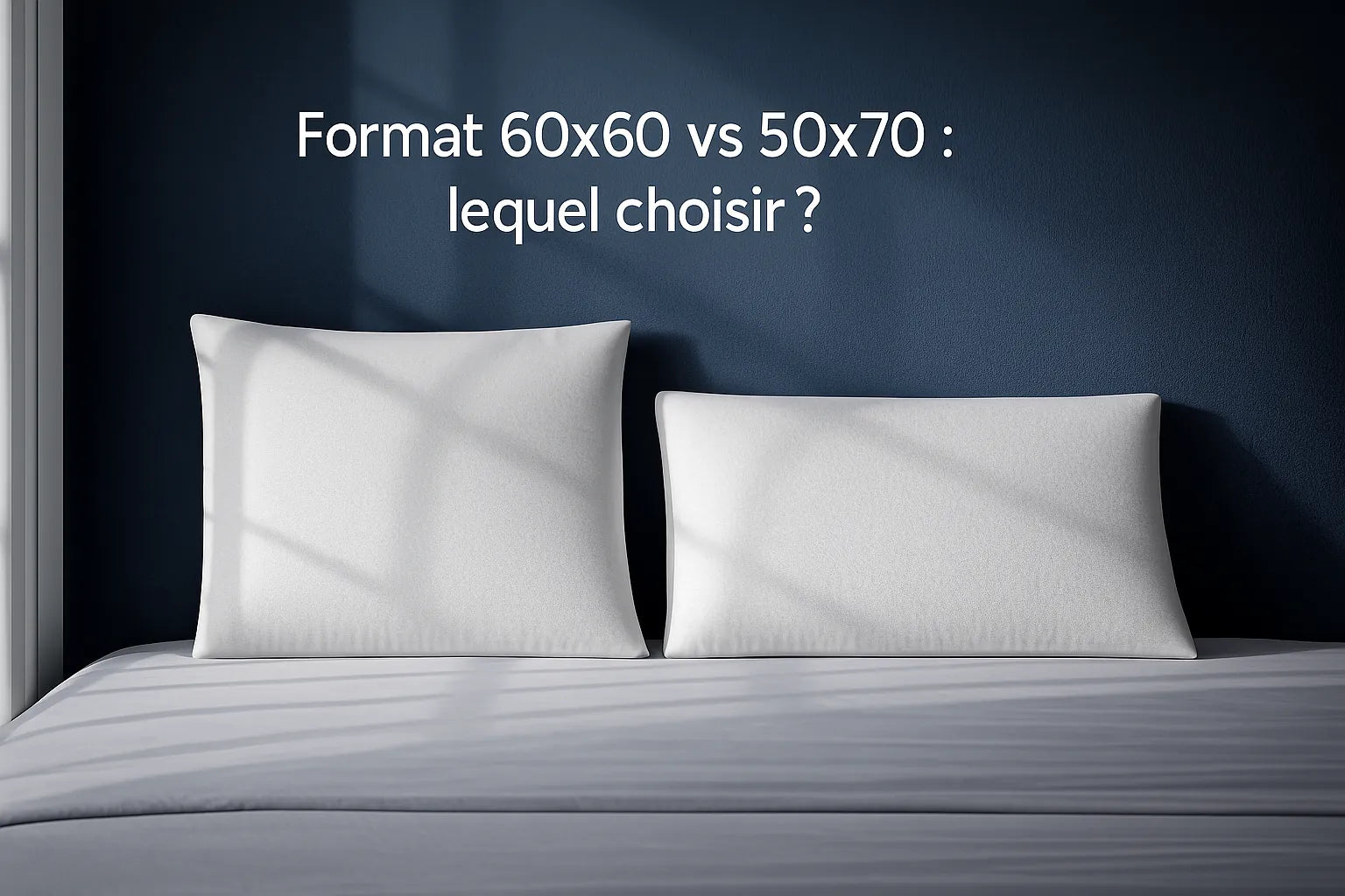 Comparatif oreiller mémoire de forme ferme 60x60 et 50x70 sur lit premium