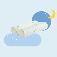 Oreiller en bambou blanc avec inscription "bambou" en vert 
