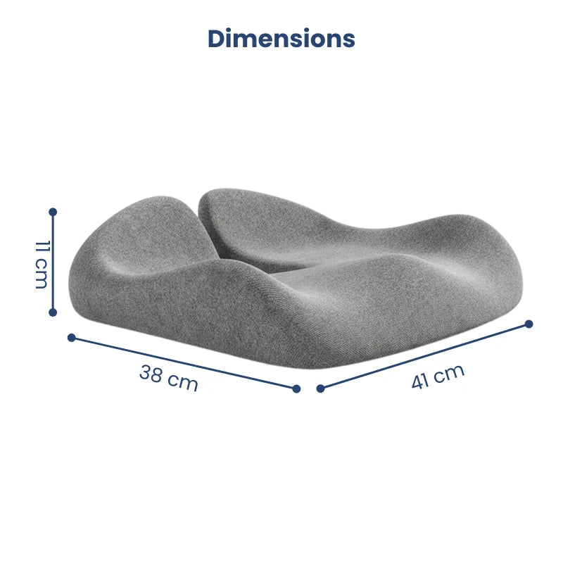 Dimensions du coussin ergonomique pour fauteuil de bureau gris clair 38 x 41 x 11,3 cm