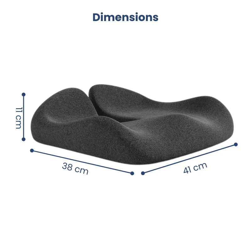 Dimensions du coussin ergonomique pour fauteuil de bureau gris foncé 38 x 41 x 11,3 cm