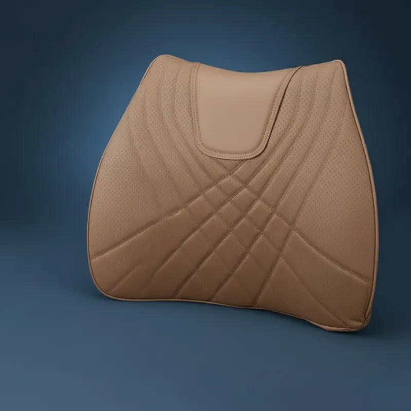 Coussin ergonomique voiture marron en présentation studio destiné au soutien lombaire