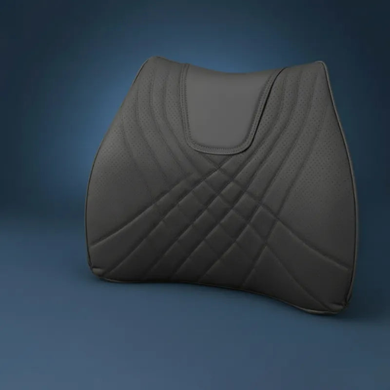 Coussin ergonomique voiture noir en studio, conçu pour le maintien lombaire