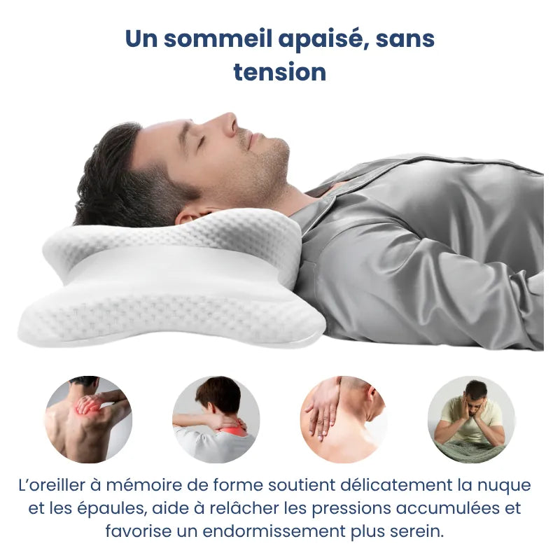 Oreiller mémoire de forme violet assurant un soutien cervical optimal pour un sommeil détendu et sans tension