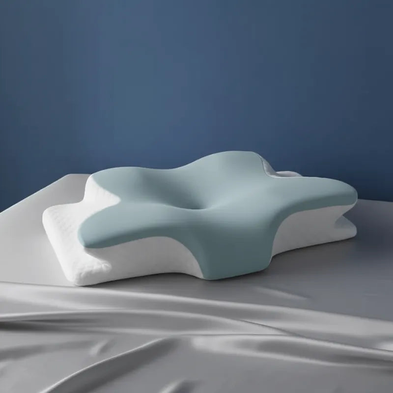 Oreiller Mémoire de Forme Papillon - Vert – 60x40 en mousse viscoélastique, favorisant un alignement naturel de la tête et des épaules pendant le repos